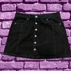 American Eagle Black Denim Button Skirt 10